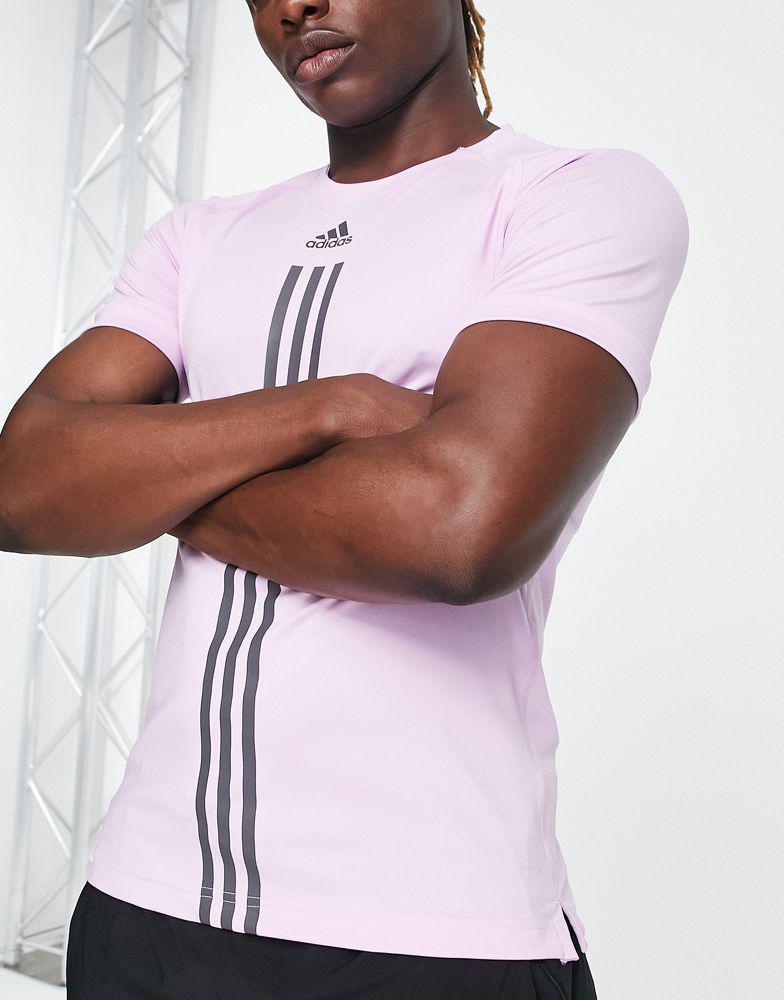 adidas Training Alpha Strength 3 stripe t-shirt in purple商品第2张图片规格展示