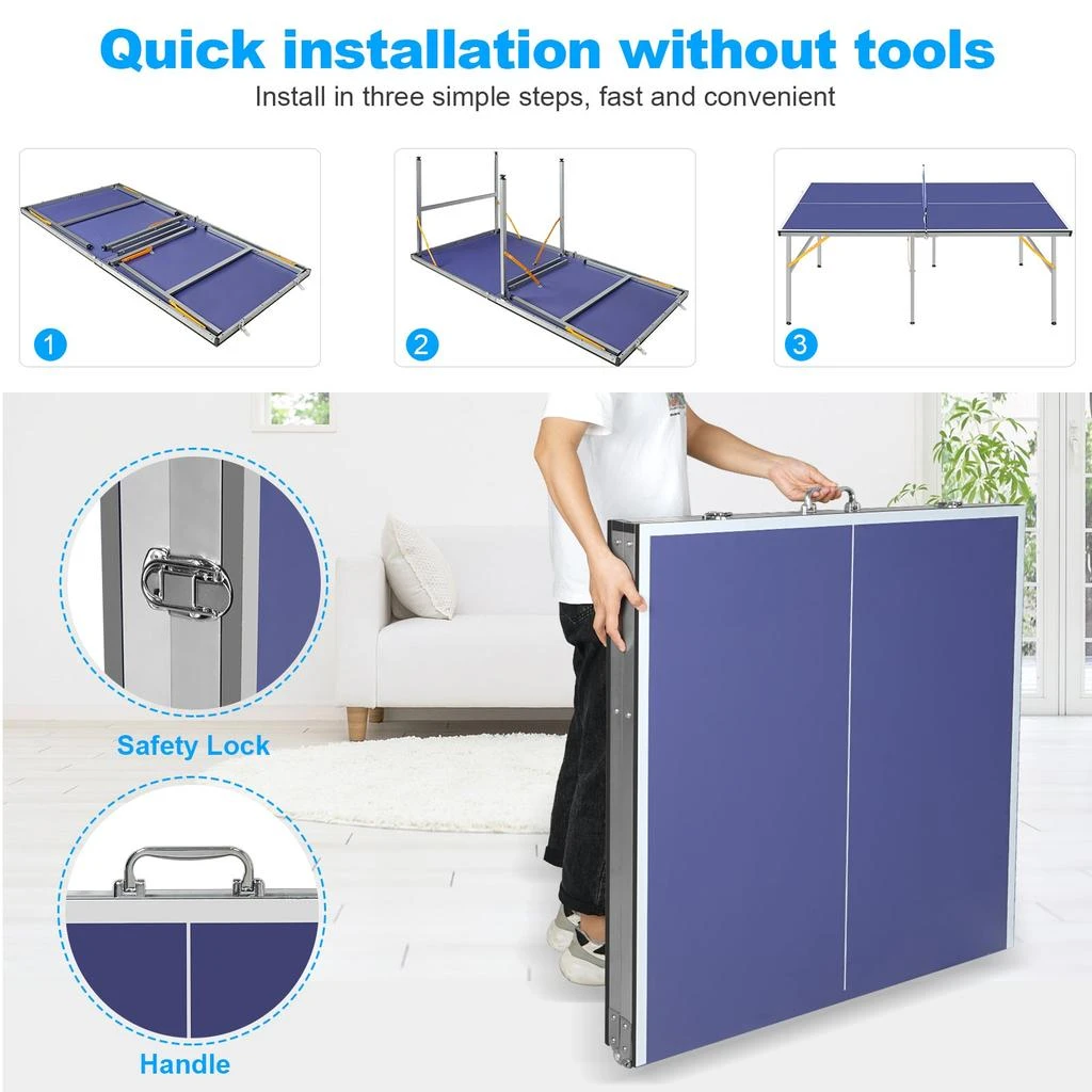 商品Streamdale Furniture|Streamdale Portable 6FT Table Tennis Set with Paddles & Balls,价格¥1905,第4张图片详细描述