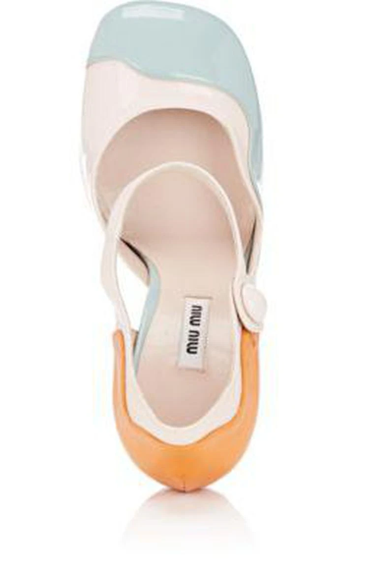 商品Miu Miu|Colorblocked Patent Leather Mary Jane Pumps,价格¥4160,第4张图片详细描述