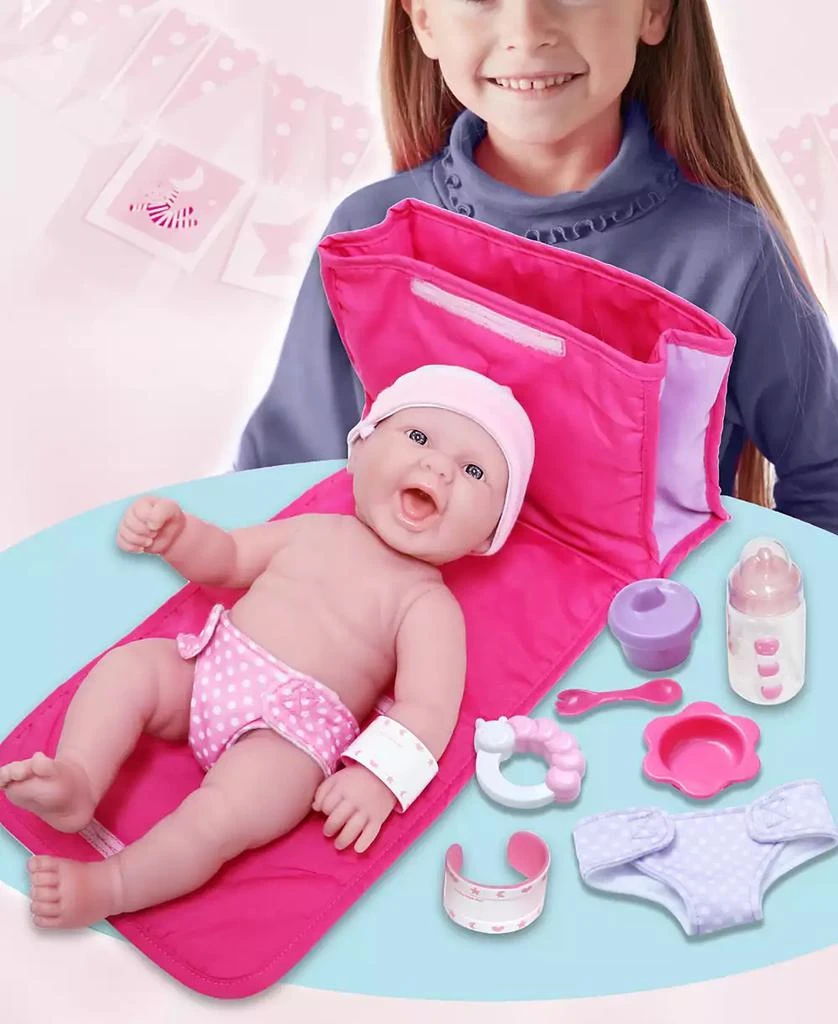 商品JC TOYS|La Newborn 13" Smiling Baby Doll 10 Pcs Diaper Bag Gift Set,价格¥225,第3张图片详细描述