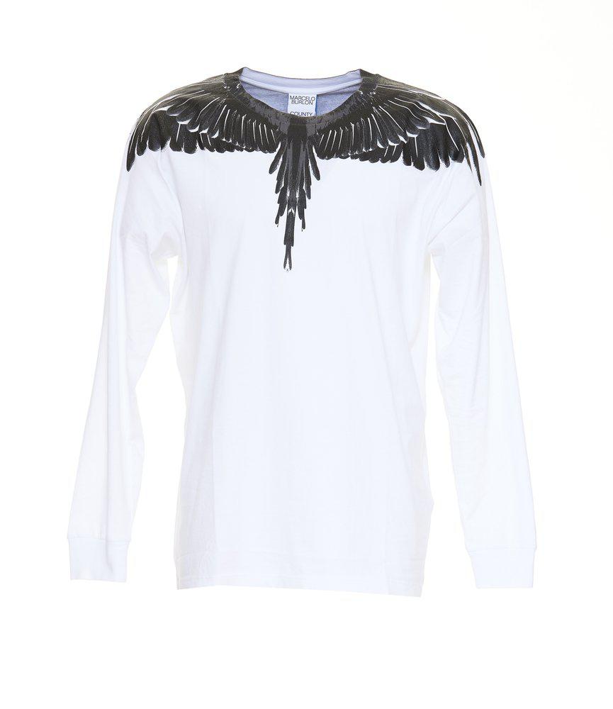 Marcelo Burlon County Of Milan Long Wings Printed T-Shirt商品第1张图片规格展示