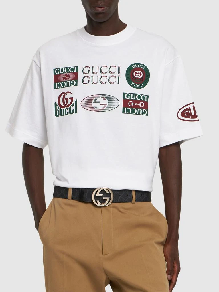 商品Gucci|4cm Gg Supreme Canvas & Leather Belt,价格¥3752,第1张图片详细描述