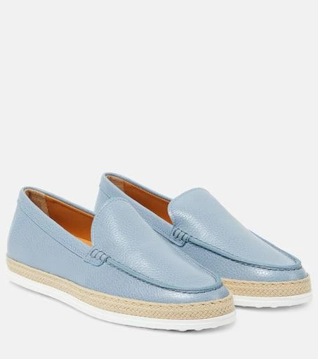 商品Tod's|酒椰叶纤维边饰皮革乐福鞋,价格¥4275,第1张图片