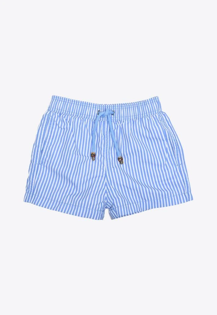 商品Les Canebiers|Kids Ermitage Court Fine Rayure Swim Shorts in Blue Stripes,价格¥1038,第1张图片