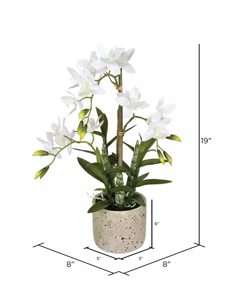 商品Vickerman|19" Artificial White Deluxe Potted Cycnoches Orchid.,价格¥563,第2张图片详细描述