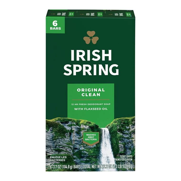 商品Irish Spring Bar Soap|Irish Spring Bar Soap Original Clean, 3.7 Oz, 6 Bars,价格¥29,第1张图片