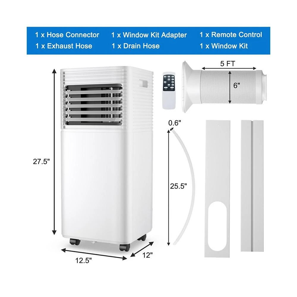 商品Costway|10000 BTU Portable Air Conditioner 3-in-1 Air Cooler w/Dehumidifier & Fan Mode,价格¥2183,第3张图片详细描述