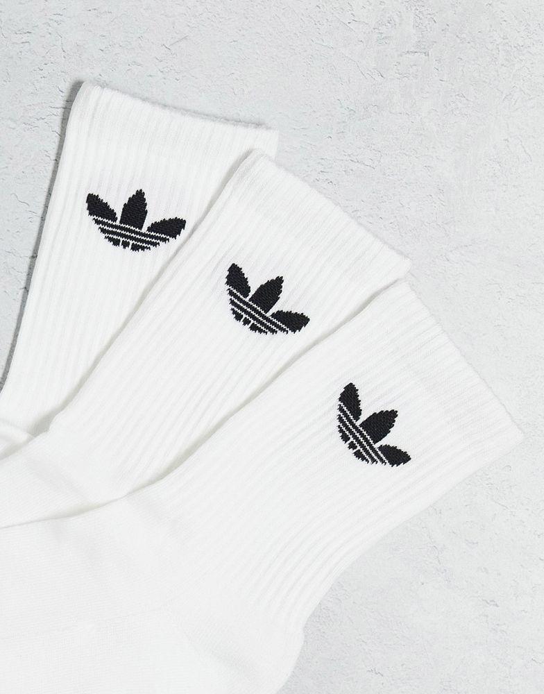 adidas Originals adicolor Trefoil 3 pack ankle socks in white商品第3张图片规格展示