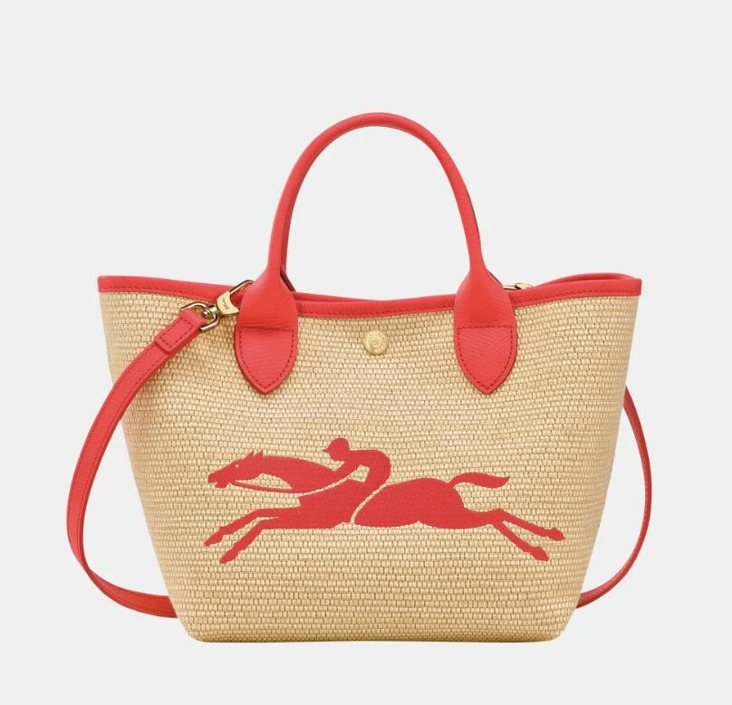 商品Longchamp|珑骧女士Le Pliage Collectio 多色新款亚麻布拼皮logo拼色小号/迷你篮子斜挎包（香港仓发货）,价格¥1563,第1张图片