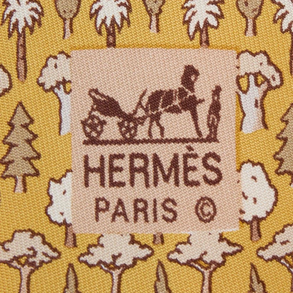 商品[二手商品] Hermes|Hermes Yellow Tree Patterned Silk Traditional Tie,价格¥998,第4张图片详细描述