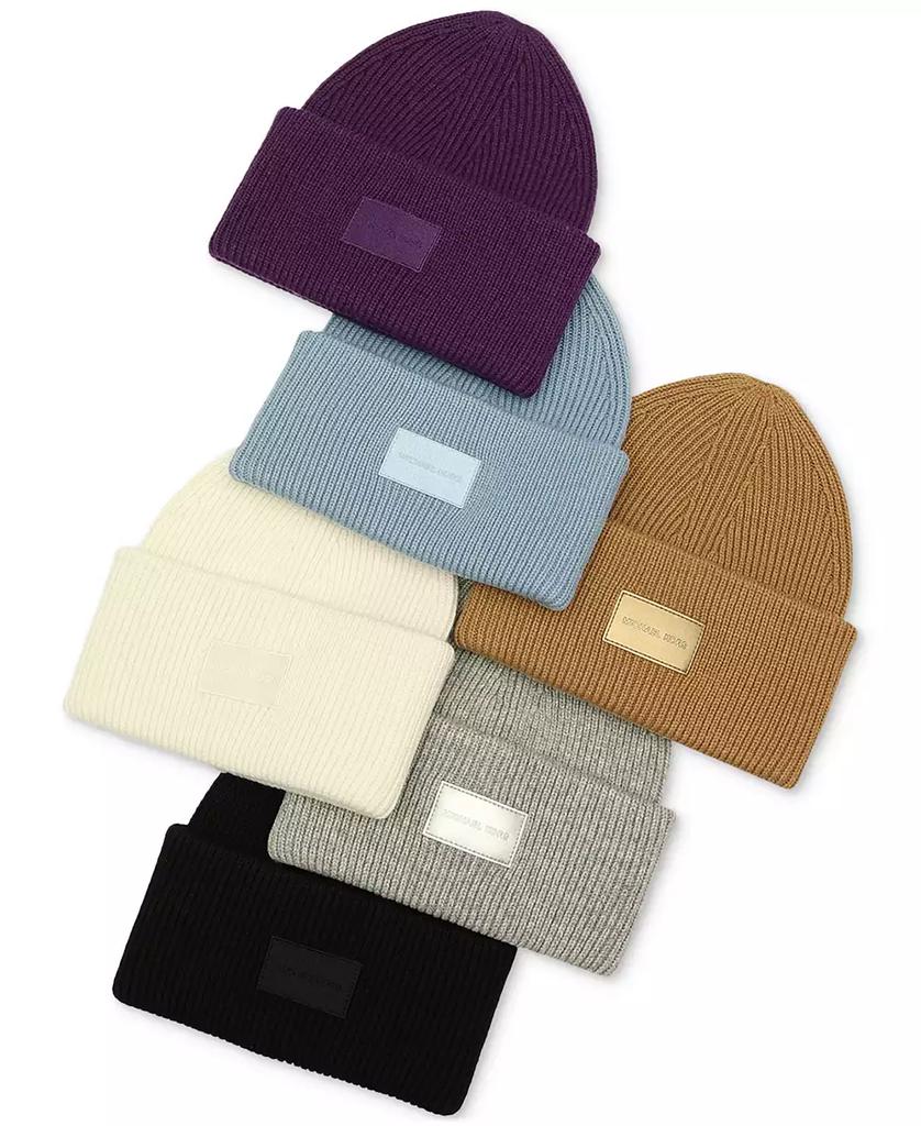 Michael Kors Gray Logo Metal Studded Acrylic Sweater Cuff Beanie Hat- One Size 362aca12-5f09-3882-a646-  main image 3