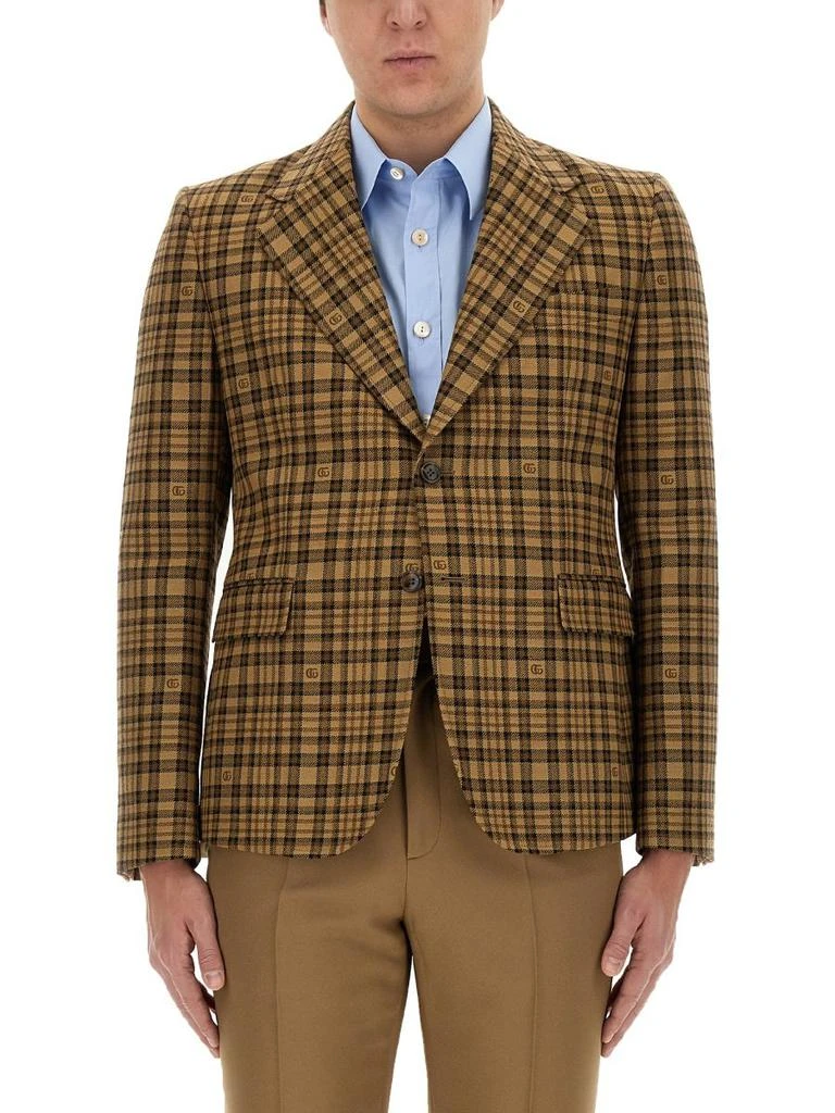 商品Gucci|Gucci Checkered Button-Up Jacket,价格¥13825,第1张图片