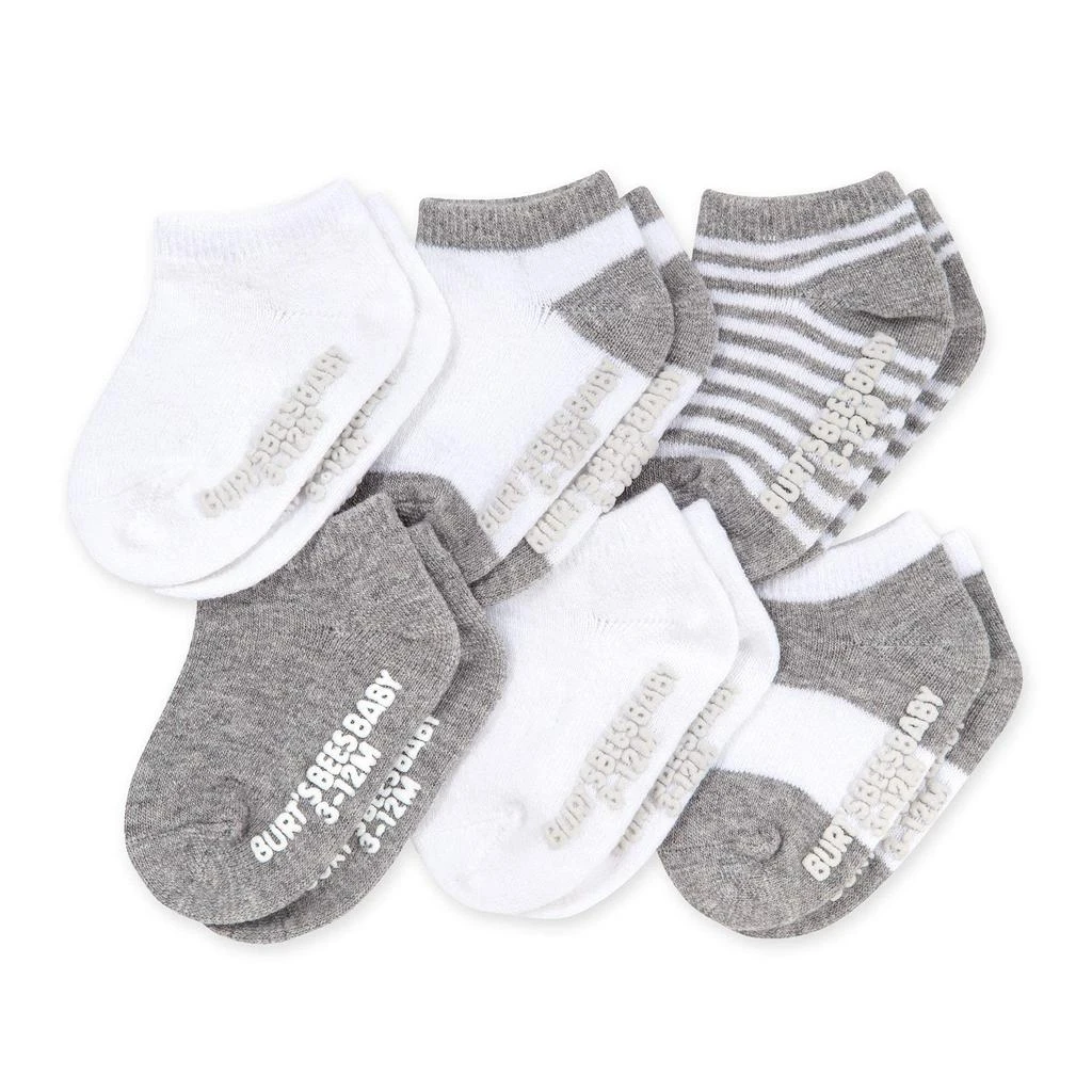 商品Burt's Bees|Unisex Baby, 6-pack Ankle Socks With Non-slip Grips, Made With Organic Cotton,价格¥97,第1张图片