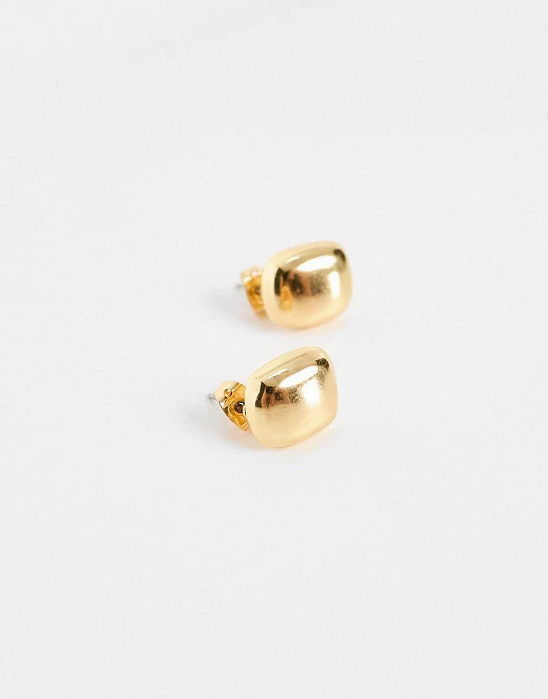 商品ASOS|ASOS DESIGN 14k gold plated stud earrings in domed square design,价格¥81,第3张图片详细描述