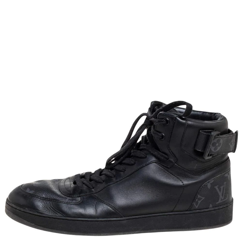 商品[二手商品] Louis Vuitton|Louis Vuitton Black Monogram Canvas and Leather Rivoli Sneaker Boots Size 43.5,价格¥2194,第2张图片详细描述