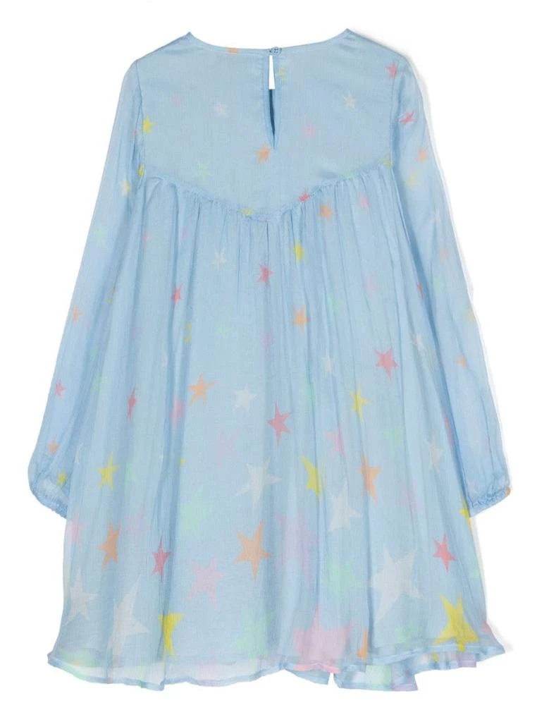 商品Stella McCartney|Light Blue Dress With Volant And All-over Star Motif In Silk Girl,价格¥1902,第2张图片详细描述