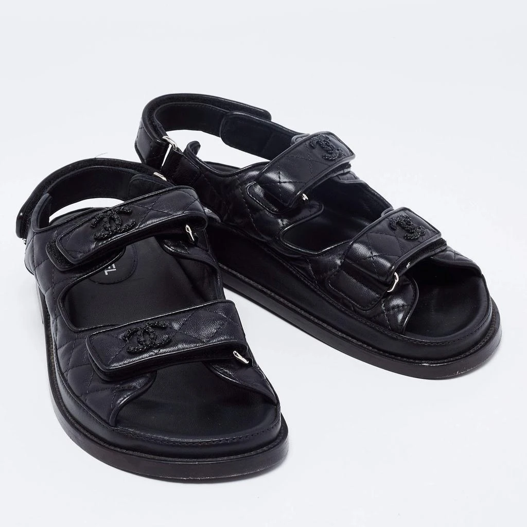 商品[二手商品] Chanel|Chanel Black Leather Dad Slingback Sandals Size 37,价格¥12798,第4张图片详细描述