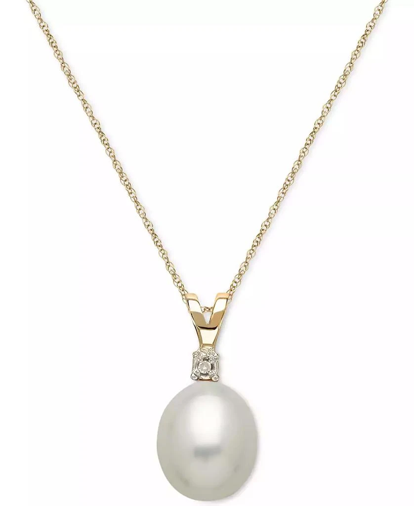 商品Honora|Cultured Freshwater Pearl (8mm) and Diamond Accent Pendant Necklace in 14k Gold,价格¥1029,第1张图片