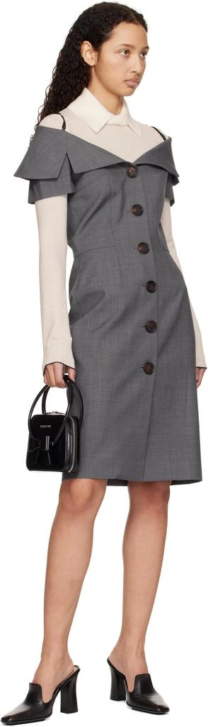 商品Shushu/Tong|Gray Off-Shoulder Lapel Slim Midi Dress,价格¥3061,第5张图片详细描述