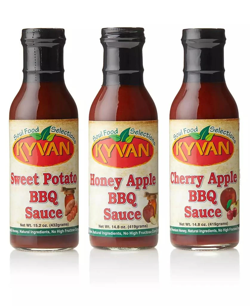 商品KYVAN|Foods BBQ Sauce Extravaganza Variety Set, Pack of 3,价格¥225,第1张图片