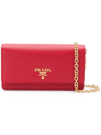 PRADA 女士红色牛皮钱包单肩包 1DH006-QWA-F068Z商品第1张图片规格展示