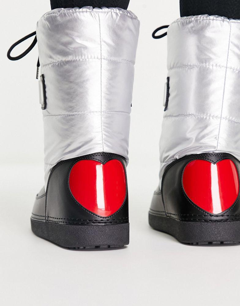 Love Moschino logo snow boots in black and silver商品第2张图片规格展示