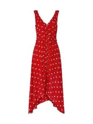 商品The Kooples|Polka Dot Handkerchief Hem Ruffle Midi Dress,价格¥712,第5张图片详细描述