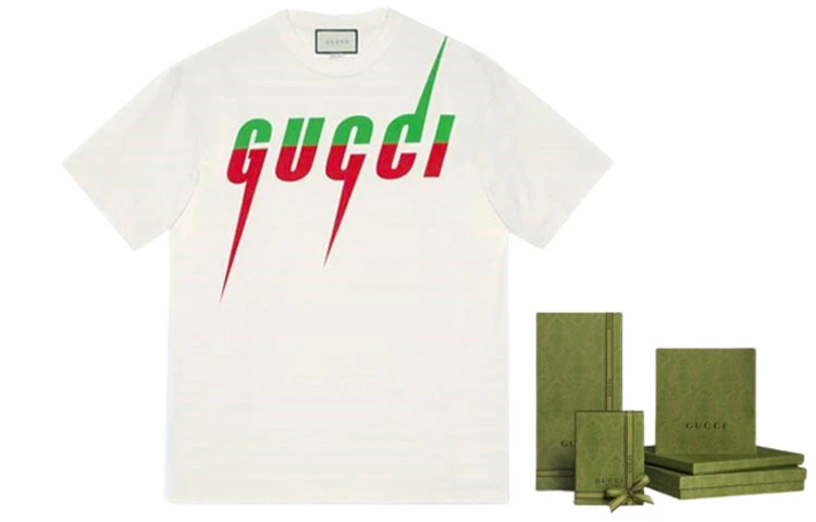 商品[国内直发] Gucci|古驰 锋刃字母印花圆领短袖T恤 男款 米白色,价格¥4215,第4张图片详细描述