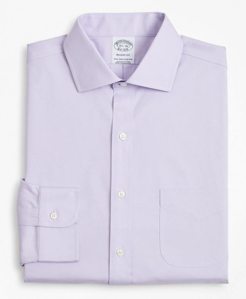 商品Brooks Brothers|Stretch Regent Regular-Fit  Dress Shirt, Non-Iron Pinpoint English Collar,价格¥369,第4张图片详细描述