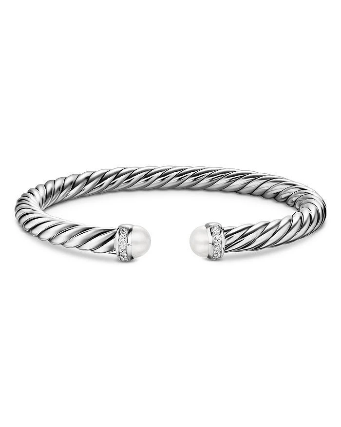 商品David Yurman|Cable Flex® Bracelet in Sterling Silver with Pearls and Diamonds, 6mm,价格¥6591,第4张图片详细描述