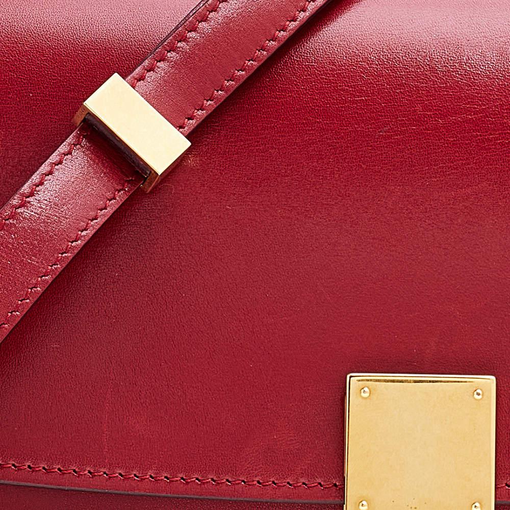Celine Red Leather Medium Classic Box Shoulder Bag商品第5张图片规格展示