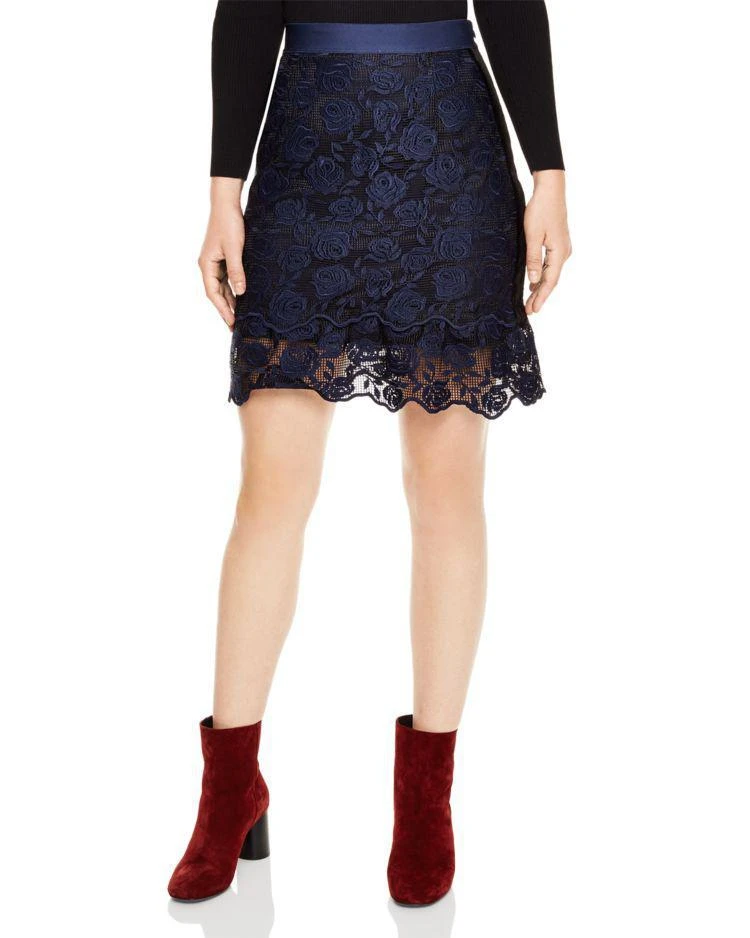 商品Sandro|Dee Rose-Pattern Lace Skirt,价格¥1018,第1张图片
