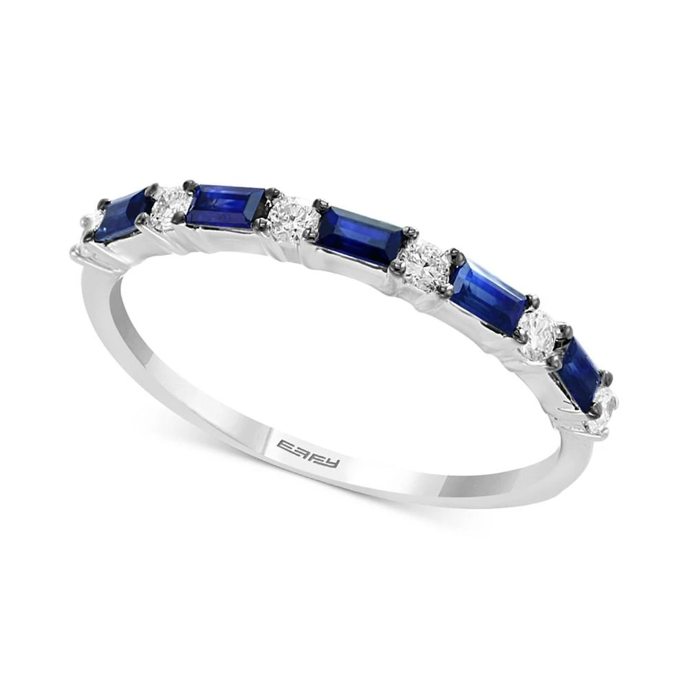 商品Effy|EFFY® Sapphire (1/3 ct. t.w.) & Diamond (1/8 ct. t.w.) Stacking Ring in 14k White Gold (Also Available in Emerald),价格¥2425,第1张图片