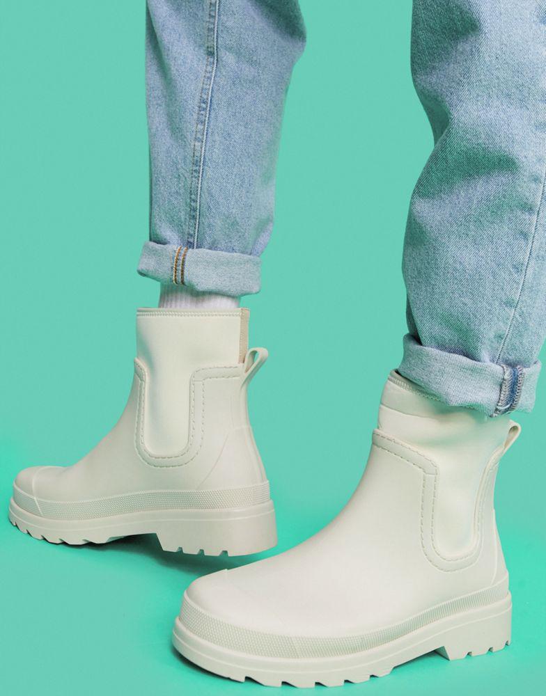 ASOS DESIGN ankle length wellington boot in beige商品第1张图片规格展示