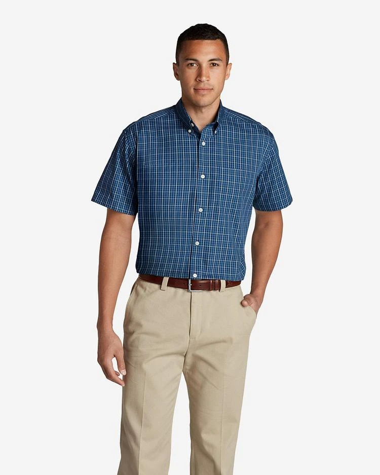 Men's Wrinkle-Free Relaxed Fit Short-Sleeve Pinpoint Oxford Shirt - Blues 商品