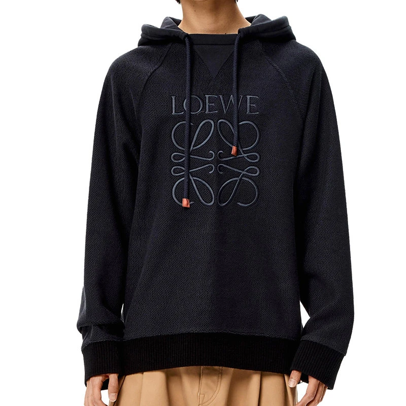 商品Loewe|【预售3-7天】LOEWE/罗意威 22年早春新款 男士深蓝色棉质反绒Logo Anagram刺绣连帽衫卫衣H526Y25X03-9602,价格¥6251,第1张图片
