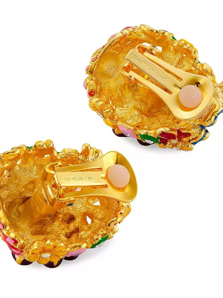 商品Kenneth Jay Lane|22K-Gold-Plated, Enamel & Glass Crystal Flower Clip-On Earrings,价格¥1499,第3张图片详细描述