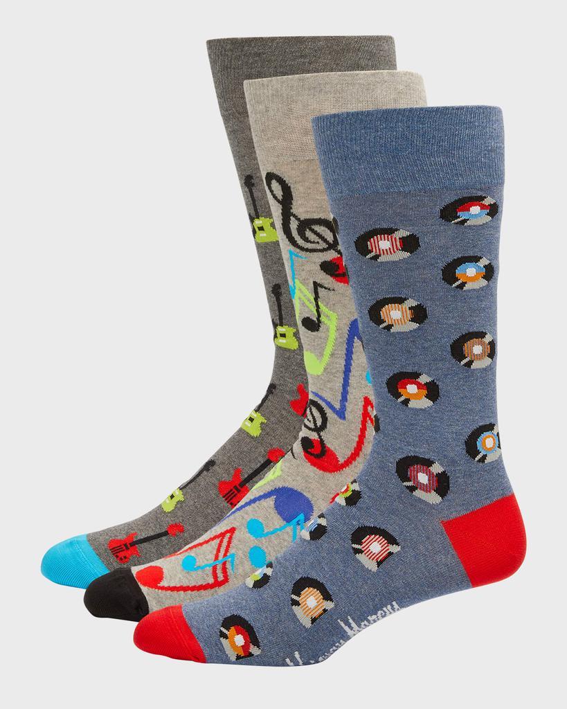 商品Neiman Marcus|Men's 3-Pack Music Crew Socks, Boxed Gift Set,价格¥332,第1张图片