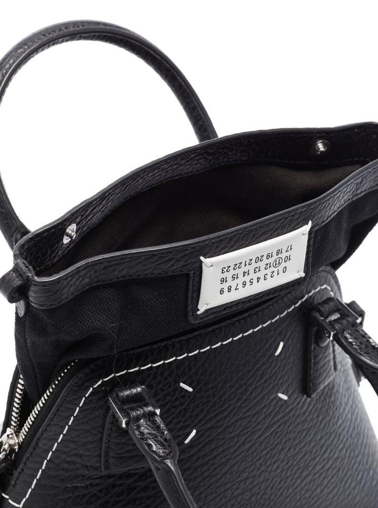 商品MAISON MARGIELA|'5AC Micro' Black Shoulder Bag with Logo Label in Grainy Leather Woman Maison Margiela,价格¥9471,第5张图片详细描述