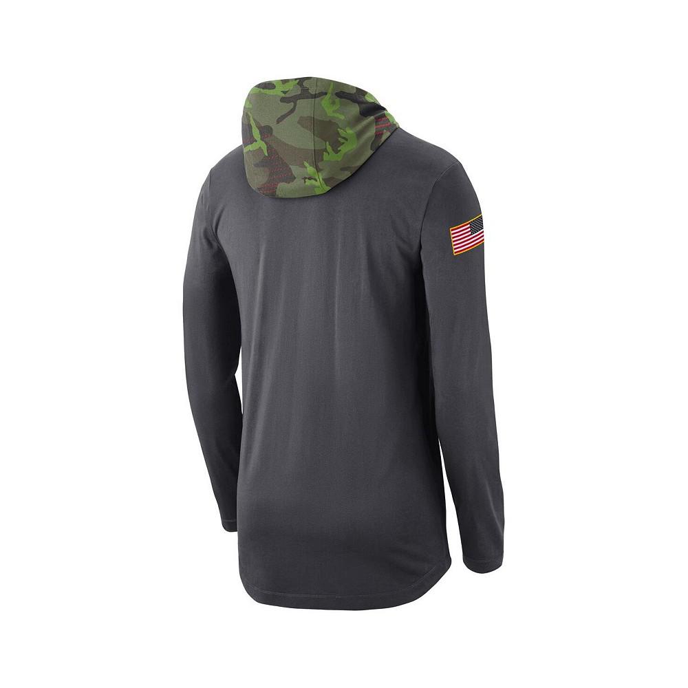 Men's Anthracite Oregon Ducks Military-Inspired Long Sleeve Hoodie T-shirt商品第2张图片规格展示