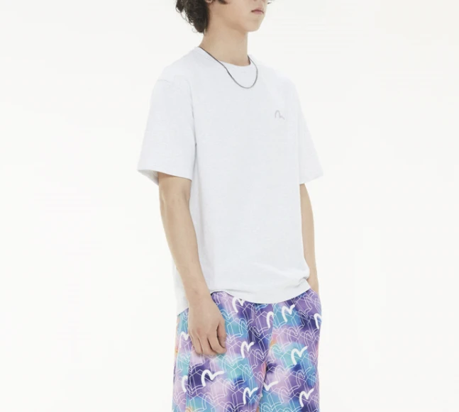 【享贝家】（国内现货-QD）EVISU 福神 背后大标休闲宽松短袖T恤 男女同款 浅灰色 EU5UTS903MG 商品