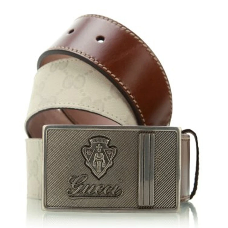 商品Gucci|Gucci 古驰 白色双G图案PVC金属牌皮带 224471-FV2VN-9072,价格¥1003,第1张图片