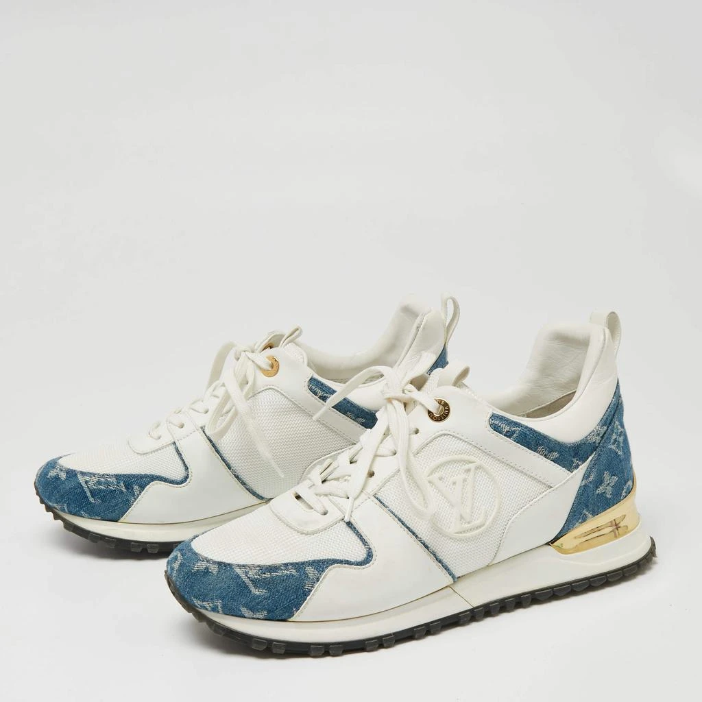 商品[二手商品] Louis Vuitton|Louis Vuitton  Blue/White Leather And Mesh  Run Away  Sneakers Size 38.5,价格¥5344,第2张图片详细描述