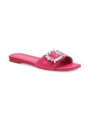 商品Stuart Weitzman|Embellished Suede Flat Sandals,价格¥979,第4张图片详细描述