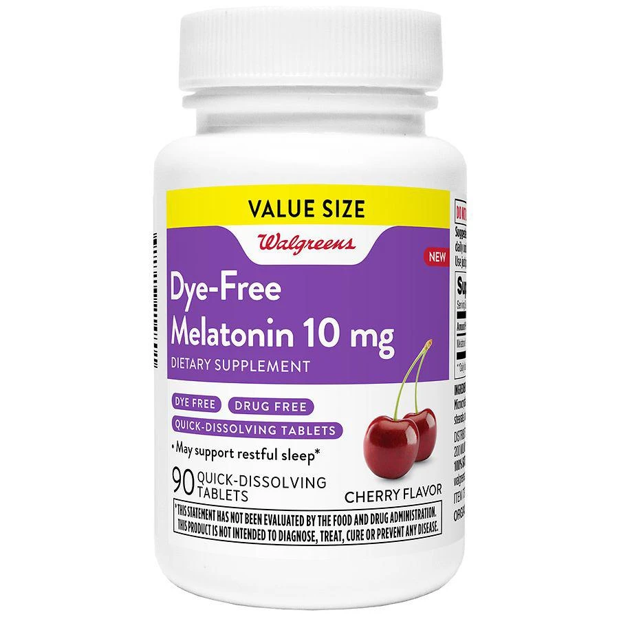 商品Walgreens|Melatonin 10 mg Quick-Dissolving Tablets Dye-Free Cherry,价格¥141,第1张图片