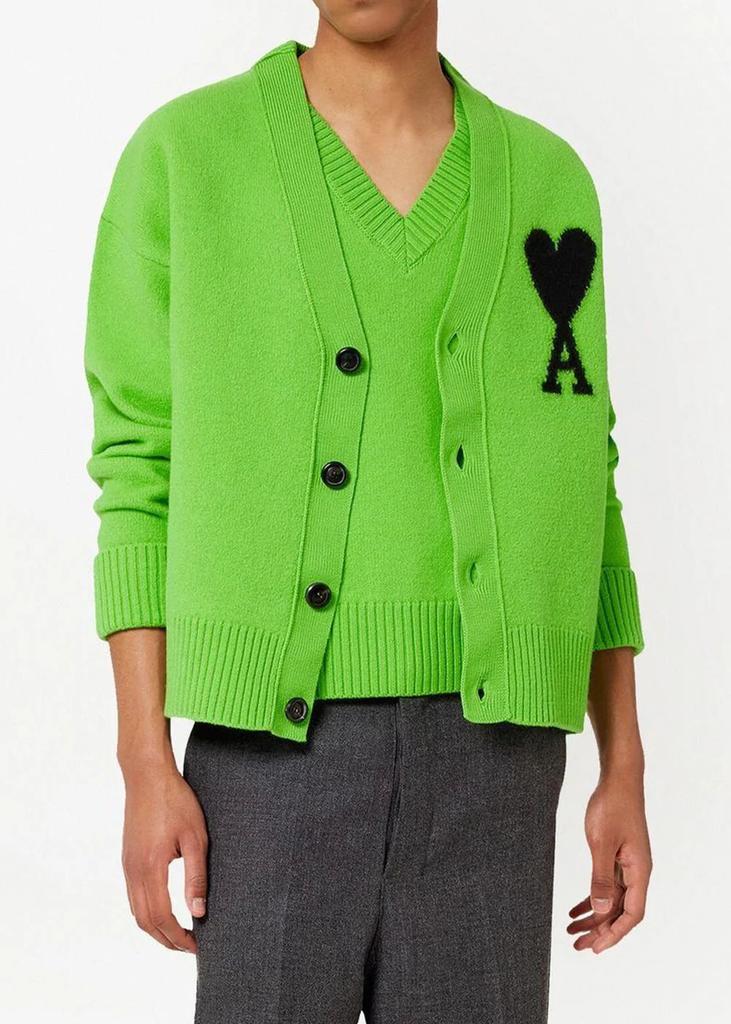 AMI Alexandre Mattiussi Green Ami De Coeur Cardigan商品第3张图片规格展示