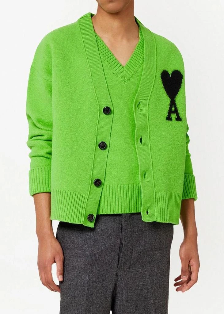 商品AMI|AMI Alexandre Mattiussi Green Ami De Coeur Cardigan,价格¥3778,第3张图片详细描述