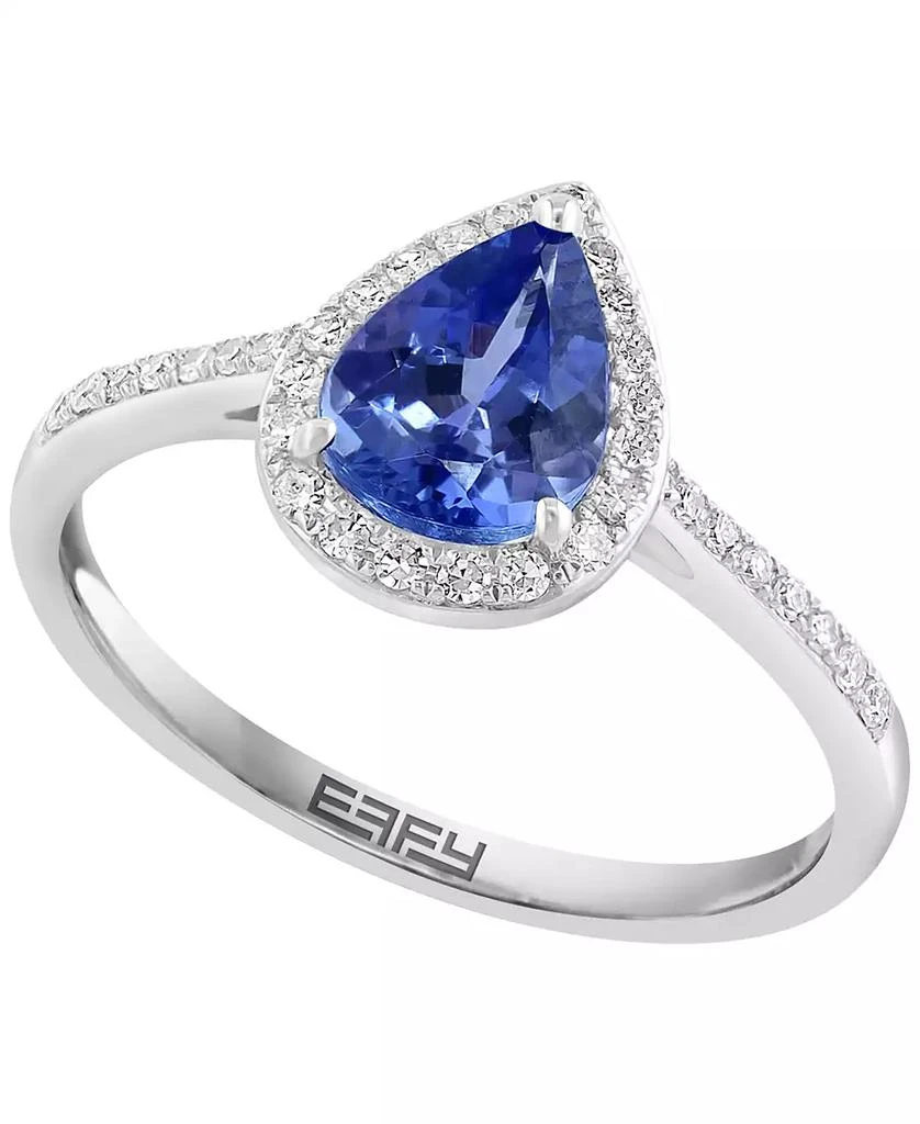 商品Effy|EFFY® Tanzanite (7/8 ct. t.w.) & Diamond (1/6 ct. t.w.) Pear Halo Ring in Sterling Silver,价格¥3117,第1张图片