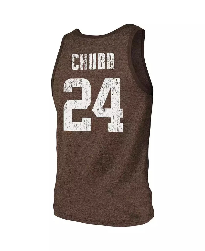 商品Majestic|Men's Threads Nick Chubb Heathered Brown Cleveland Browns Name and Number Tri-Blend Tank Top,价格¥328,第3张图片详细描述