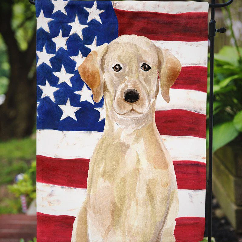 商品Caroline's Treasures|Yellow Labrador Patriotic Garden Flag 2-Sided 2-Ply,价格¥136,第2张图片详细描述